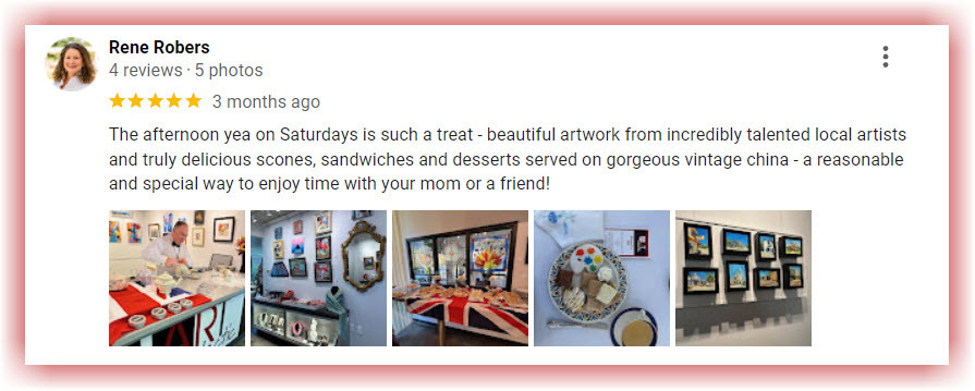 Google Five-Star Review for ARTclectic Afternoon Tea